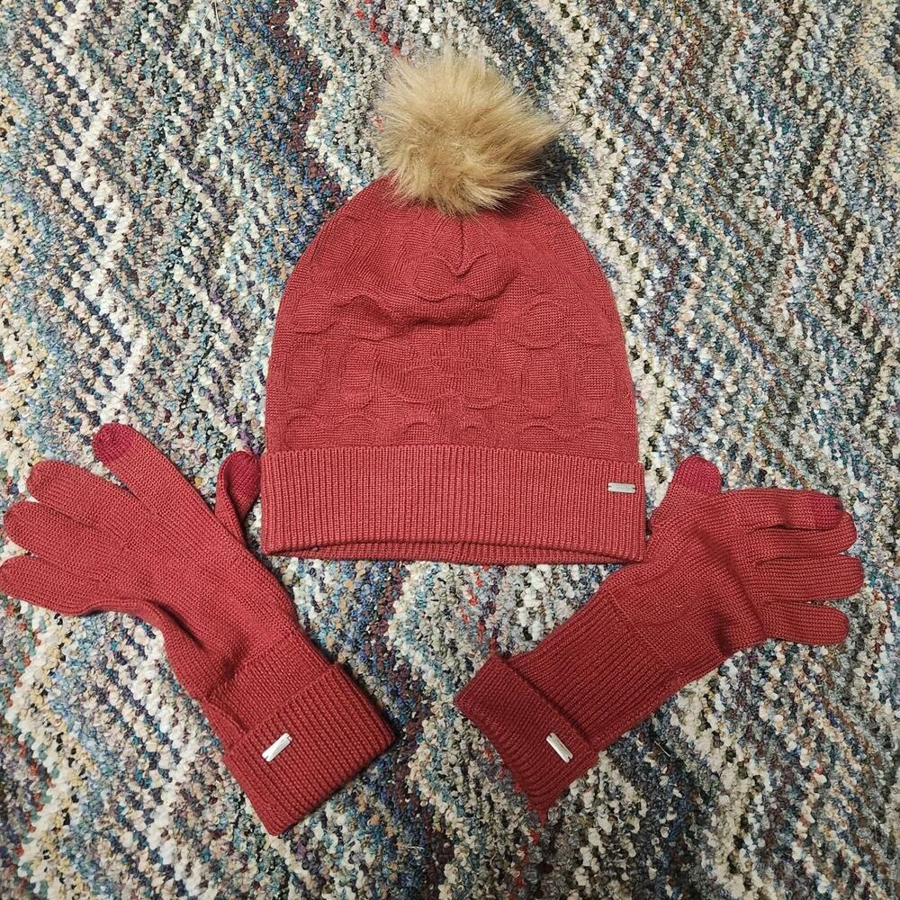 Coach Women's Red Beanie and Hat Accessory